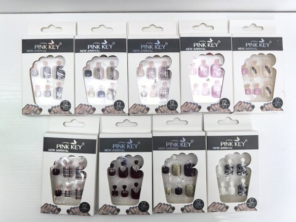 PINK KEY TOE NAILS 12 PCS