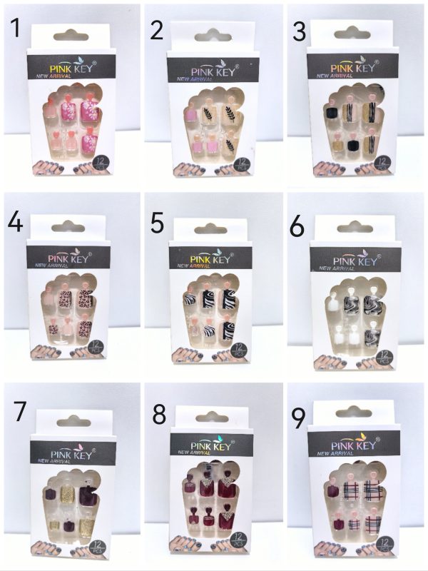 PINK KEY TOE NAILS 12 PCS - Image 2