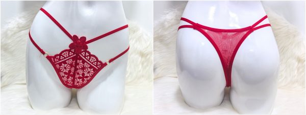 FLORAL RED CUT OUT G-STRING