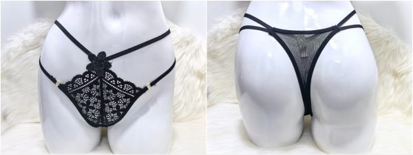 FLORAL BLACK CUT OUT G-STRING