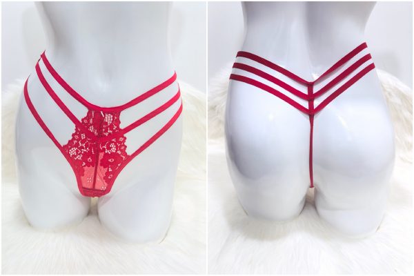 SEXY RED FLORAL LACE G-STRING