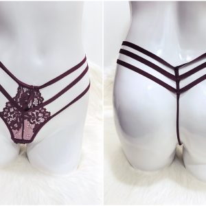 SEXY MAROON FLORAL LACE G-STRING
