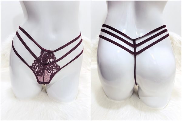 SEXY MAROON FLORAL LACE G-STRING