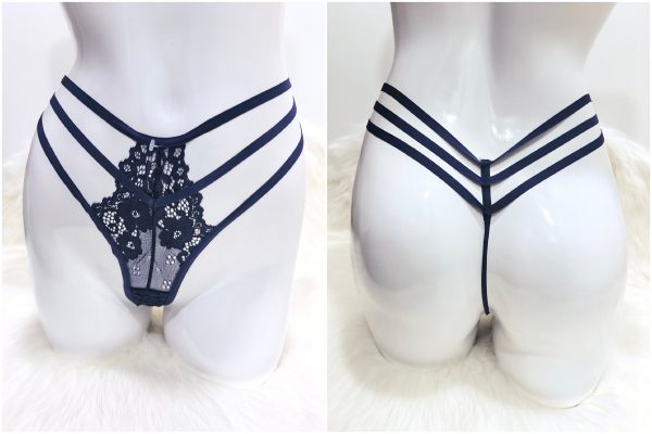 SEXY NAVY FLORAL LACE G-STRING