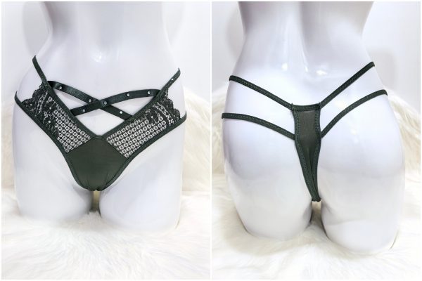 GREEN CROSS-BELT THONG