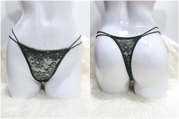 GREEN LACE THONG