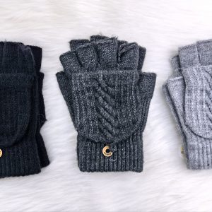 COTTON ROAD Fashion Half Finger Flip Knitted Gloves