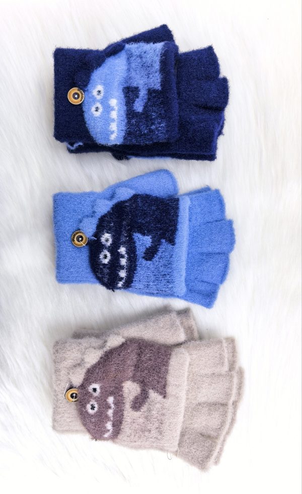 COTTON ROAD cute Half Finger Flip Knitted Gloves