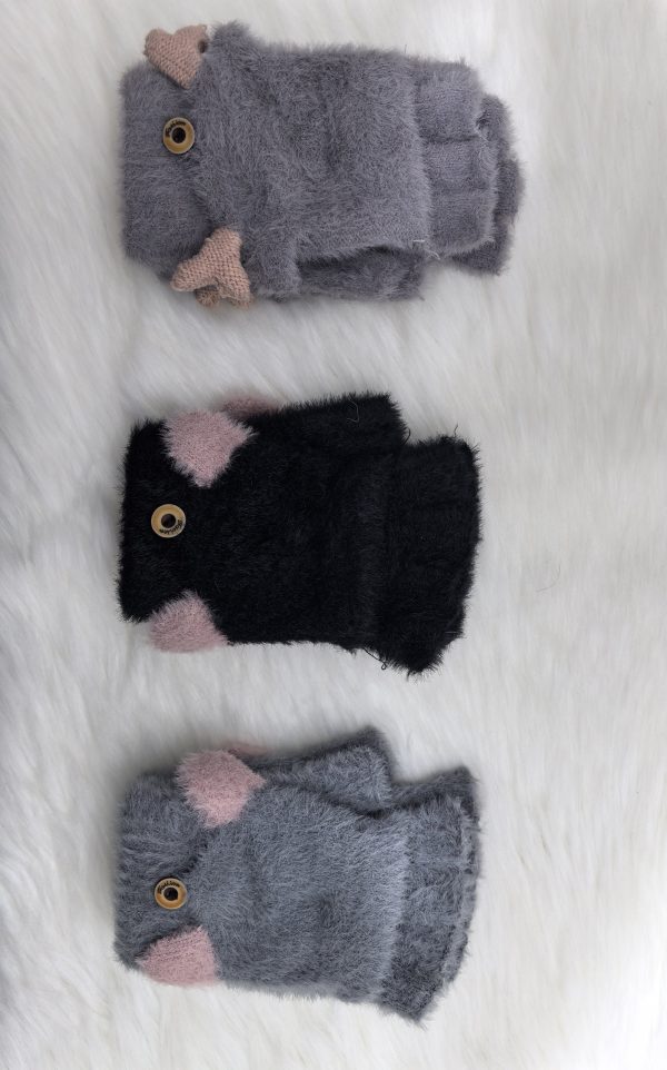 COTTON ROAD cute Half Finger Flip Knitted Gloves