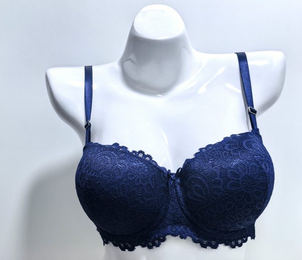 NAVY BULLET LACE BRA