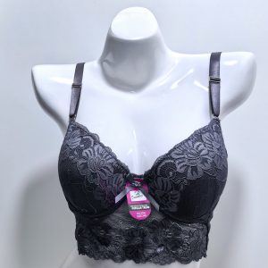 GREY UNWIRED CUP CORSET BRA