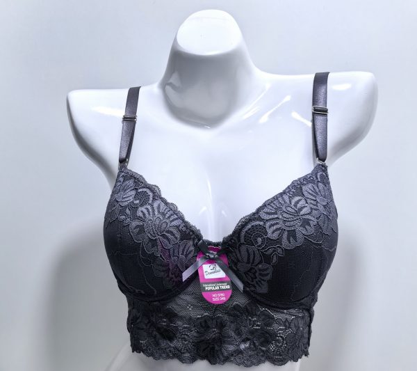 GREY UNWIRED CUP CORSET BRA