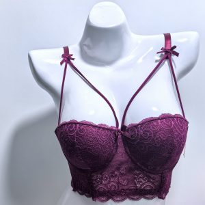 SEXY MAROON LACE CORSET BRA