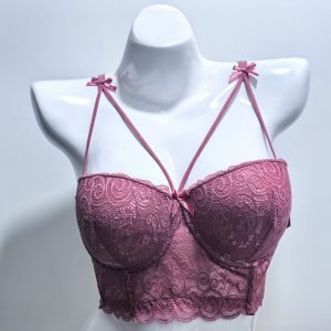 SEXY PINK LACE CORSET BRA