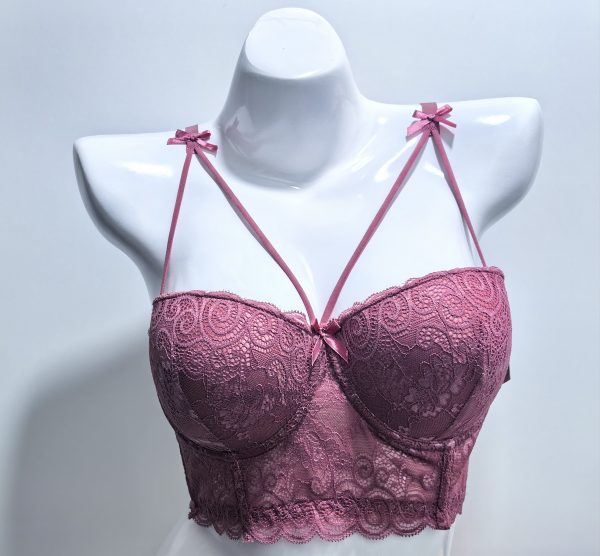 SEXY PINK LACE CORSET BRA