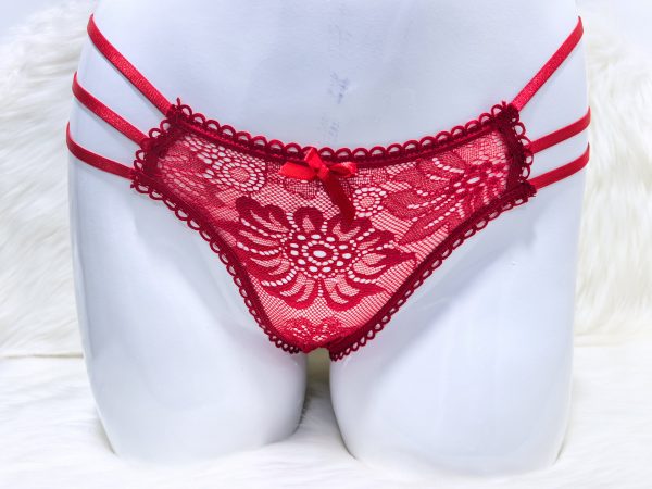 Red Women's Lace Strappy Underwear G-String