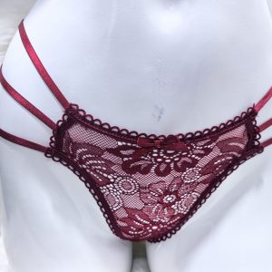 Maroon Women’s Lace Strappy Underwear G-String