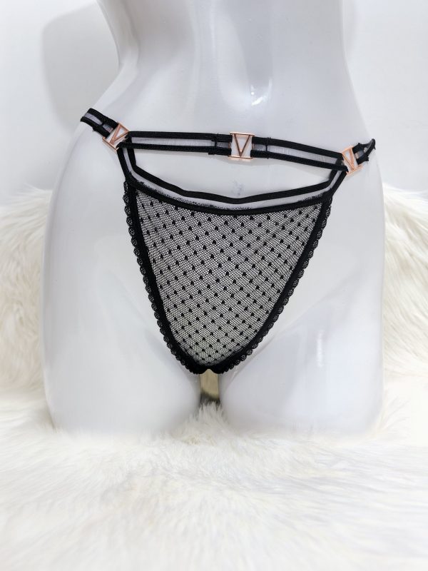 CUT-OUT BLACK LACE G-STRING