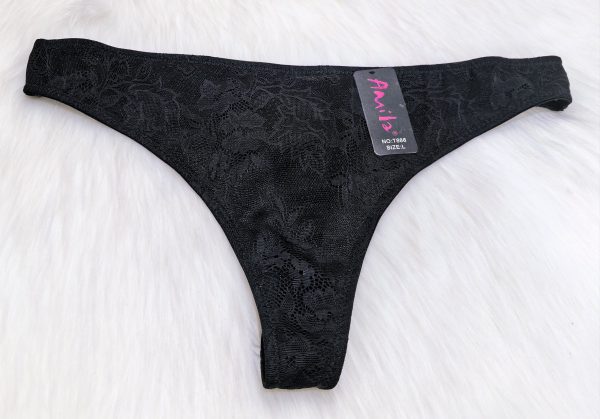 WOMEN'S BLACK THICK-LACE UNDERWEAR