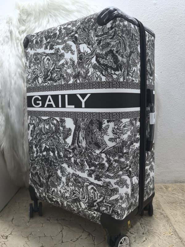 GAILY WHITE/BLACK SUITCASE - LARGE